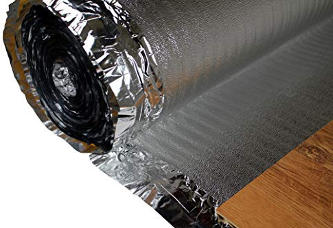 HEXIM Trittschalldämmung - integrierte Alu Kaschierung für Parkett- und Laminatböden - Silver Plus, 25 m² pro Rolle (3mm, 50 Quadratmeter)