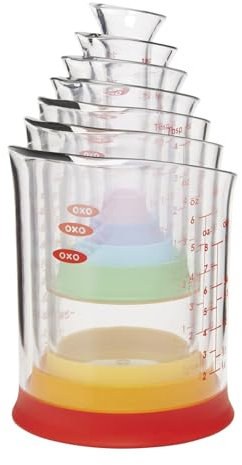 OXO 1 Good Grips 7-Piece Nesting Measuring Beaker Set, Multicolored, 18/8 Stainless Steel