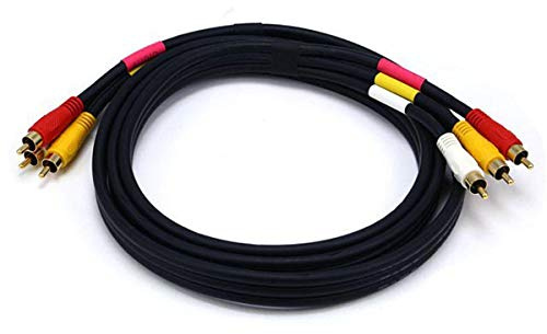 Monoprice 6ft Triple RCA Stereo Video Dubbing Composite Cable (3 x RG59U)