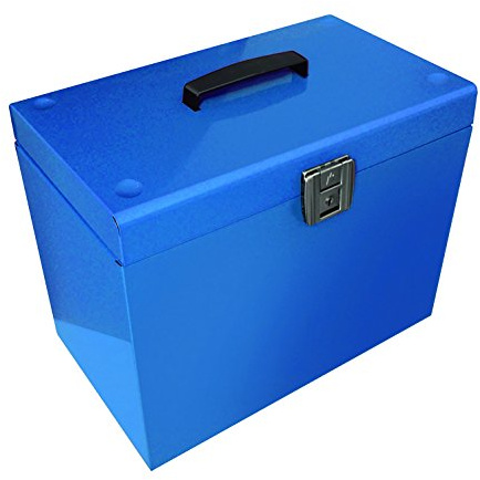Pierre Henry Metal File Box with 5 Suspension Files Tabs and Inserts A4 W370xD220xH290mm Blue Ref 040125