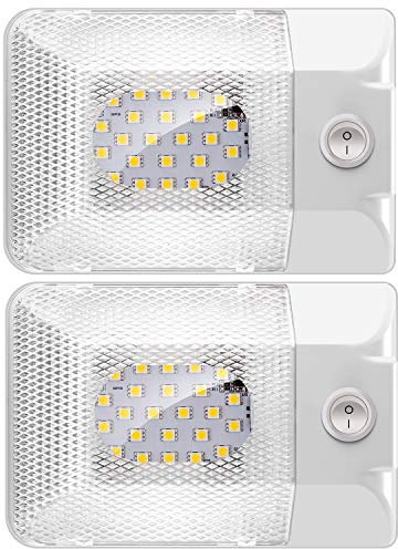 ShinePick LED Innenbeleuchtung Auto,KFZ Innenraumbeleuchtung, DC 12V 300LM RV Deckenleuchte Innenlampe mit ON/Off Schalter, Universal Beleuchtung für Auto RV LKW Wohnwagen Wohnmobil Boot (2er Pack)