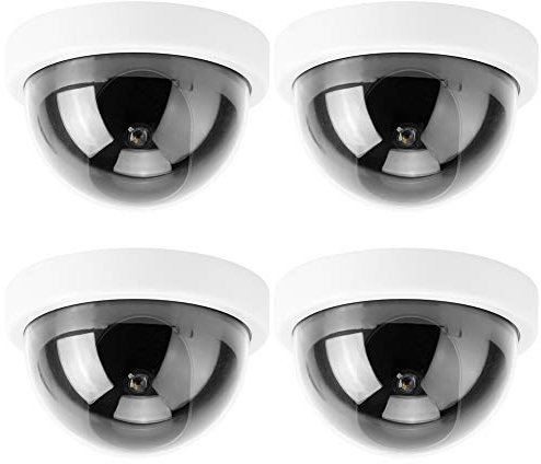 Aramox Yctze Camera De Simulation Dome Caméra factice - Caméra de sécurité - Caméra de sécurité avec Clignotant LED - 4 pièces (Blanc)