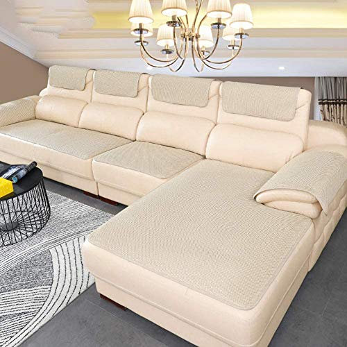 DANODA Abdeckung Für Ledercouch, Super Rutschfeste Dämpfung Couch Überwurf Für Haustiere, Möbel Protector - 6mm Dicke/Verkauft in Stück, Beige, 60x60cm