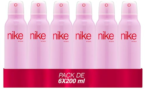 NIKE - Loving Floral Pack de 6 x 200 ml, Desodorante Mujer Spray, Desodorante Antimanchas para Todo Tipo de Piel, 0% Sales de Aluminio, de Larga Duración, Fragancia Floral Gourmand