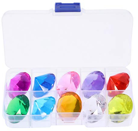 Toddmomy Acrylic Gems Toy Set with Storage Box 10 Pcs Plastic Gems for Kids Diy Crafts Pool and Beach Party Accessories