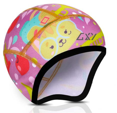 GOXUNYUAN Sombrero de Bicicleta para niños, Forro Polar de Invierno Debajo del Casco para niñas, Casco de Bicicleta, Calentador de oídos, Accesorios de esquí para niños, Resistente al Viento, cálido