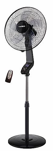 Bastilipo - Ventilateur sur pied avec télécommande, 50 W, base ronde, gamme premium, modèle Coin Black