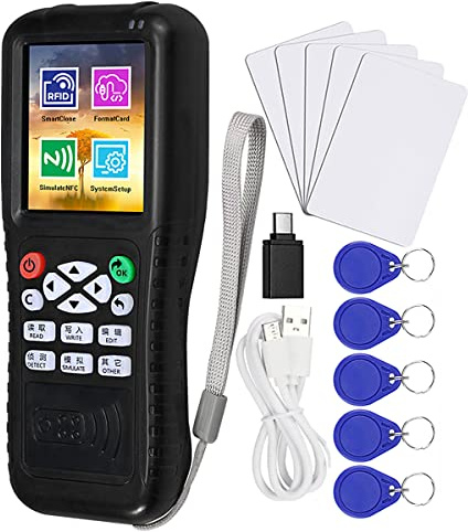 jasugKEY Flerfrekvenser RFID-smartkortkopiator, RFID-läsare, skrivarduplicator, NFC-läsare, krypterad kortavkodning, med skrivbara nyckelbrickor gratis programvara, avkodning för smarttelefon