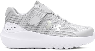 Under Armour Girls' Infant Surge 4 Alternate Closure, (100) Halo Gray/White/Iridescent, 7, US