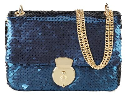 Clutch damer glitter paljetter kvällsväska axelväska elegant paljett set axel crossbody bag kedja väska för bröllop dejt natt kväll fest bankett, blå