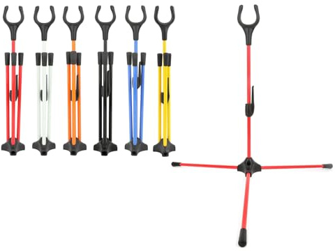 Archery Bow Stand Portable Foldable Recurve Bow Stand Removable Compound Bow Stand Straight Bow Stander for Outdoor Sports (red)