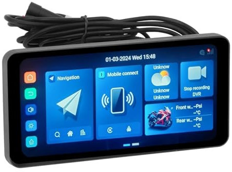 Pyhodi Navigateur GPS pour Moto, écran Haute Résolution étanche de 7 Pouces, Double connectivité, sécurité Supplémentaire avec Caméras Avant et Arrière pour la Conduite, Pyhodi86v1sohuwf