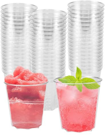 REFORUNG 50 Pièces Gobelets en Plastique réutilisable 160ml Verres de Fête en Transparents Verre Cocktail Plastique Réutilisable Verre Tasses pour les Fêtes, les Pique-niques, les Dîners en Famille