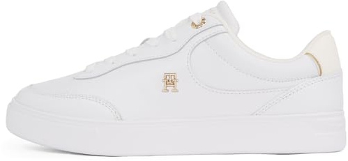 Tommy Hilfiger Baskets Femme Essential Chic en Cuir, Blanc (White), 40