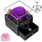 Ewige Echte Rose mit Halskette, Frauen Geschenk Geburtstag, Infinity Blumen Rosen Box Schmuck Geschenkbox, Muttertag, Mama, Freundin, Ehefrau, Oma,Lila
