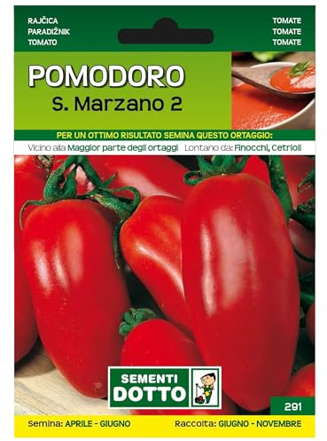 Sicignano | Semi Pomodoro San Marzano, Pianta Indeterminata con Frutti Allungati, Frutto Piccolo Adatto a Conservazione, Busta Extra - 1 Confezione da 0.6g, Raccolto da Giugno a Novembre