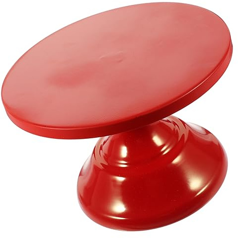FUNNETOYU Soporte para Tartas Rojo Bandeja Redonda para Exhibición de Postres para Bodas Cumpleaños y Fiestas Resistente y Fácil de Limpiar