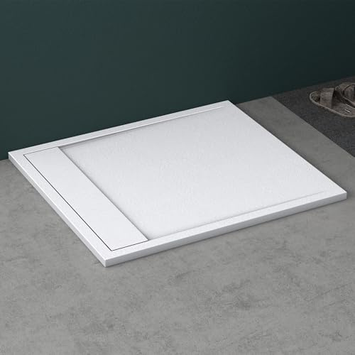 Mai & Mai Duschwanne 90x100x3cm Duschtasse aus Mineralguss Mineralgusswann Weiß Matt Rechteckig DIN-Anschlüsse Geoma10