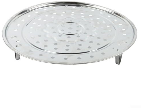 Griglia rotonda in acciaio inox con tre supporti rimovibili, accessorio da cucina per l'uso in varie pentole e padelle per migliorare l'efficienza della cottura a vapore (30 cm)