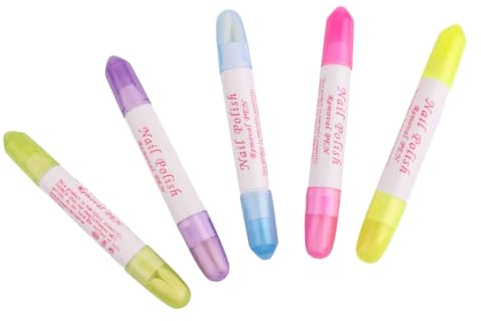 TEHAUX Penna per Rimozione unghie 5 Pezzi Colori Assortiti senza Liquido Matita Correttiva per Nail Art Strumento Compatto per Uso Professionale e Domestico