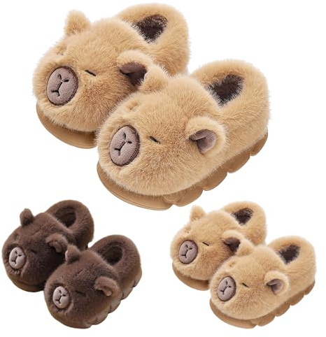 Genérico Zapatillas de Casa Niño Niña Invierno, Pantuflas de Peluche y Diseño de Animales Calientes Suave y Antideslizantes,Zapatillas Capybara Niña