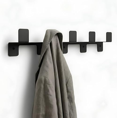YUNKE Percheros pared - Metal - 5 ganchos - 69cm - Perchero de pared Diseño Minimalista, ganchos para colgar, gancho pared, decoración recibidores de entrada, colgador llaves, perchero puerta