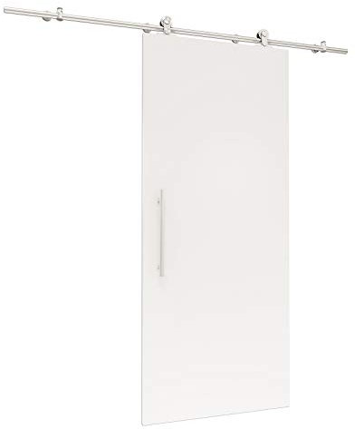 inova Holz-Schiebetür offene Schiene 775 x 2065 mm Weiß Alu Komplett-Set mit Lauf-Schiene und Stangengriff