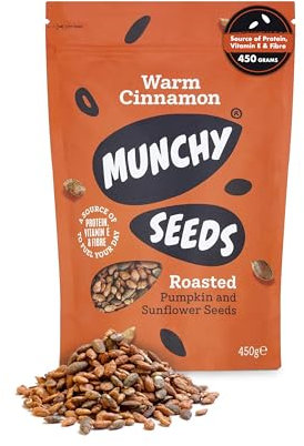 Munchy Seeds Warm Cinnamon, Sunflower, Pumpkin, Protein Snack, Plant-Based Fibre & Vitamin E,Sweet & Delicious To Eat,Vegan Snacks For Kids,Add to Cereal, Porridge or Yoghurt - 450g Mega Pack