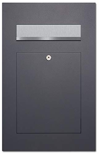 Boîte aux lettres encastrée design en acier inoxydable - Style designer - RAL 7016 anthracite - Avec rabat en acier inoxydable.