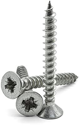 Hippo Hardware No.12 (6mm X 50mm) Pozi Countersunk Fully Threaded Chipboard Wood Screws A2 Stainless Steel (Pack of 50)