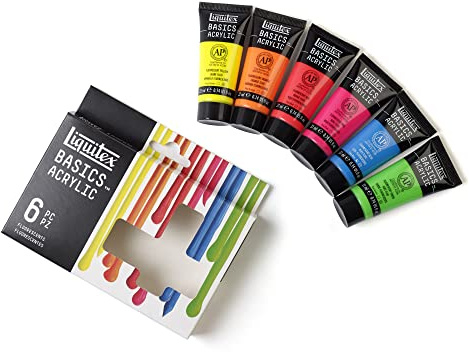 Liquitex Acrylic Basics Set of 6 x 22 ml Fluorescent Colours