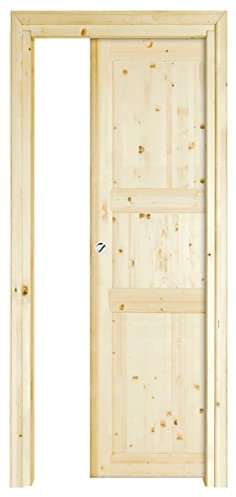 Kimono Casa - Porta Scorrevole a Scomparsa Interno Muro, Abete Grezzo Levigato, 210 x 80