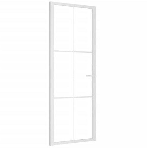 vidaXL Innentür Modernes Design Glastür Komplettset Zimmertür Tür Drehtür Wohnungstür mit Montagezubehör 76x201,5cm Weiß ESG-Glas Aluminium, 350572