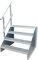 4 Stufen Standtreppe Stahltreppe freistehend Breite 160cm Höhe 84cm verzinkt einseitiges Geländer