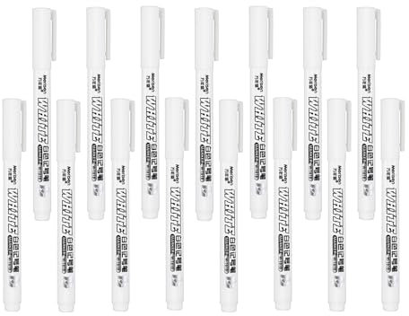 XoeLLe 15 Stück Acrylstifte, Weiß Marker Stifte Wasserfest Filzstifte Steine zum Bemalen, Permanent Marker Stifte Textilstifte Acrylstifte Stift für Holz, Metall, Glas, Stoff, Stein, Reifenmalerei