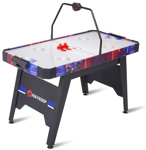 RAYKEEP 54 Air Hockey Table, Indoor Hockey Game Table for Adults and Kids, Arcade Gaming Sets w/2 Pucks, 2 Pushers, Digital LED Scoreboard, Powerful 12V Motor for Game Room, Home, Office