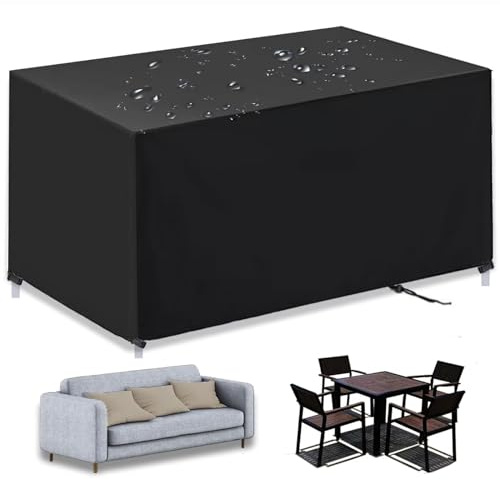 Ryanbem Abdeckung für Gartenmöbel, Schwerlast Rechteckige Schutzhülle Gartenmöbel,420D Oxford Gewebe wasserdichte Staubfest Anti-UV Atmungsaktiv Tisch Abdeckplane Schwarz 60x60x60cm