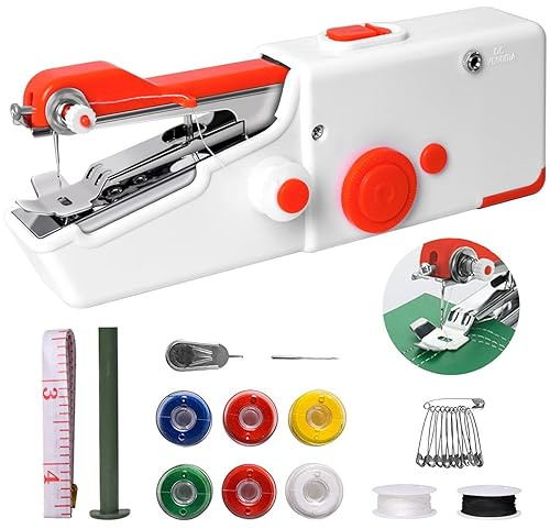 Máquina de Coser Portátil, Mini Máquina de Coser Eléctrica Portátil para Adultos, Fácil de Usar y de Puntada Rápida Adecuada para Ropa, Cortinas, Telas, Bricolaje para Viajes en Casa