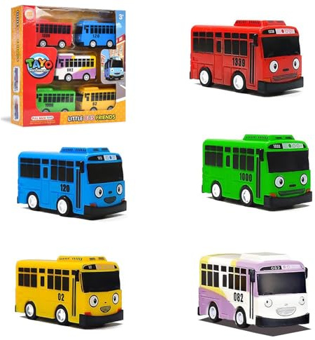 Zhuporn 5 Pièces Mini Bus Jouets Enfant, Pull Back Voiture, Mini Modèle de Bus Jouet, Petite Voiture Enfant, Cadeau De FêTe d'anniversaire, Jeu éDucatif, Convient aux Enfants de Plus de 3 Ans