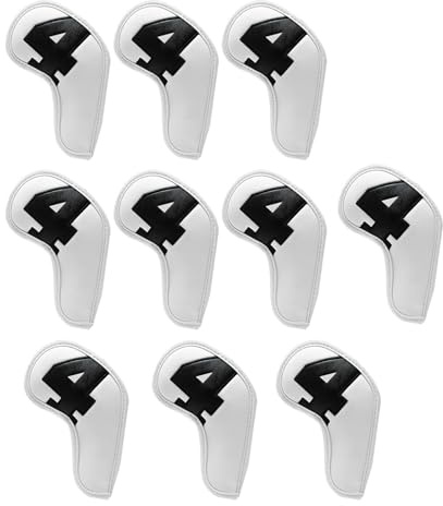 carotoe 10 fundas protectoras de piel sintética para palos de golf, cubierta protectora de hierro para la cabeza, suministros para la cabeza, cubierta protectora de poliuretano, suave, duradera