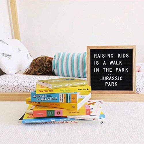 RASTKY Tablero de Letras de Fieltro, Tablero de Mensajes, Letras Cambiables, Números, Decoración de Habitación, Accesorio con Marco de Madera y 2 Juegos de (BLACK)