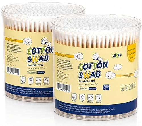 Bamboo Cotton Buds 2x 500 Packs – Biodegradable Plastic Free Cotton Swabs – Natural Cotton Tips with Bamboo Sticks – Eco Friendly Ear Buds for Beauty & Personal Care