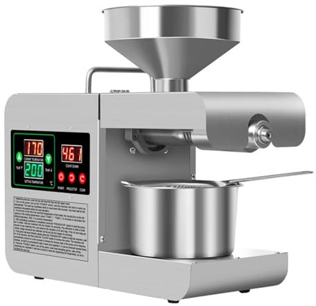 Macchina per la stampa dell'olio in acciaio inossidabile 304 Con display LCD 122-402 ° F Macchina per olio pressa a caldo e freddo Macchina per olio elettrico per arachidi Sesamo Cocco Semi di