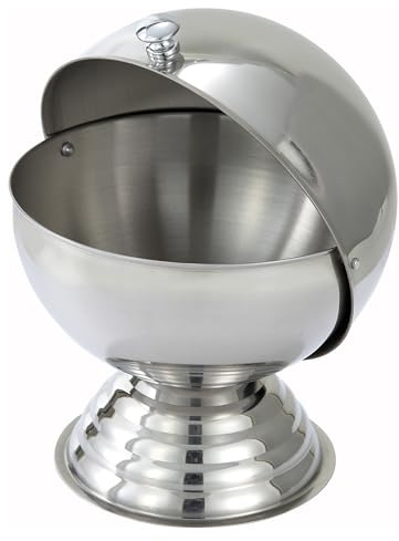 Winco 20 Ounce Sugar Bowl with Roll Top, Stainless Steel, Medium