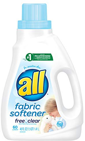 all Liquid Fabric Softener for Sensitive Skin, Free Clear, 48 Fluid Ounces, 60 Loads