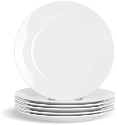 Argon Tableware 24x White Wide Rimmed Dessert/Small Dinner Plate 19cm (7.5) - Desert Serving Dinner Set Bread Plate - Microwave and Dishwasher Safe