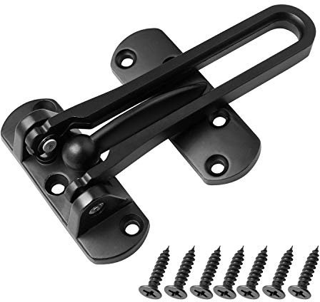 SAISN Door Reinforcement Lock Latch,Swing Bar Lock for Home Security,Front Door Locks for Kids,Thicken Solid Aluminium Alloy (Black)