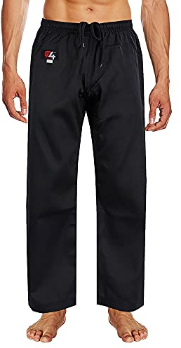G4 VISION Adult Karate Trousers Martial Arts Student Karate Suit GI Aikido Pant Kung Fu (Black, 6/190cm)