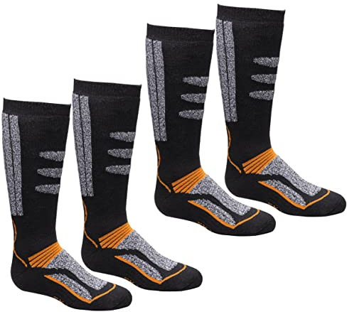 BestSale247 2 Paar Kinder-Damen Herren Skisocken Skistrumpf Funktionssocken Snowboard für Wintersport mit Spezial-Polsterung (2 Paar/Orange 39-42)