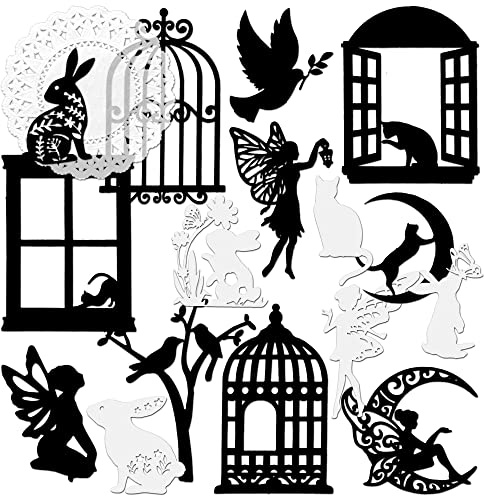 4 paquetes de papel de recortes vintage para álbum de recortes, marco de ventana, papel decorativo, papel decorativo de hada, pájaro, conejo, para hacer tarjetas, bricolaje, álbum de fotos (Moon)